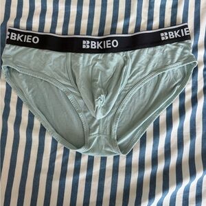 BBKIEO Men's Light Aqua Briefs/ pouch with Black Logo Waistband